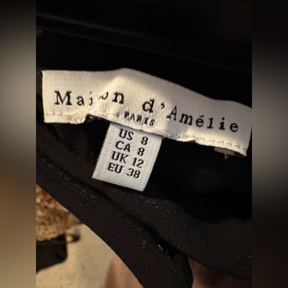 NWT Maison D’Amelie Black Wide Leg Women's Pants. Size 8. - Picture 6 of 6